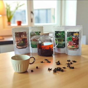 (OFERTA 1) TETERA DE BOROSILICATO  DE 1800ml. + 04 TÉS ROLADOS DE 75g. DE TU PREFERENCIA